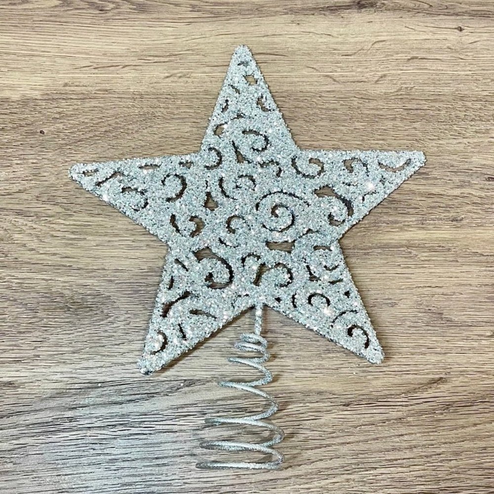 Silver Glitter Christmas Tree Topper Christmas Star - Picture 6 of 9